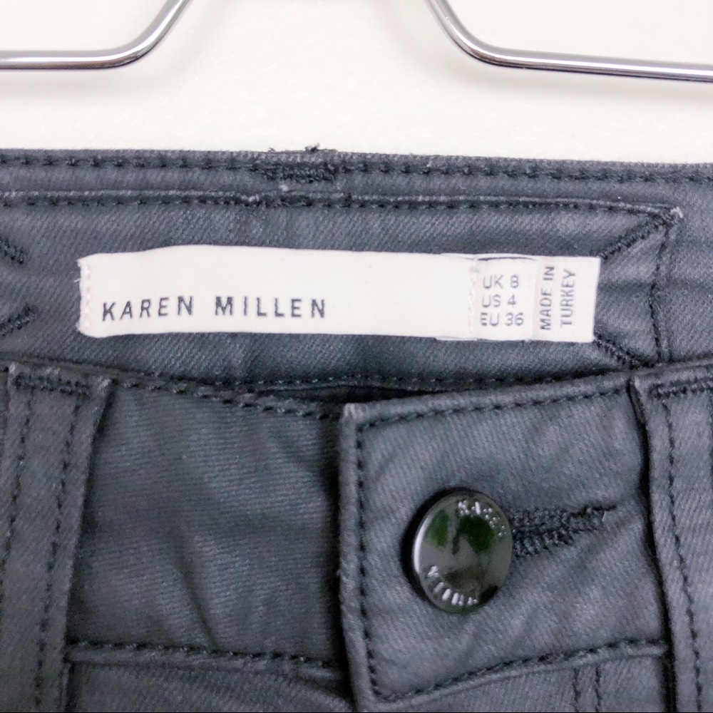 Karen Millen Black Waxed Skinny Leg Jeans Size 4